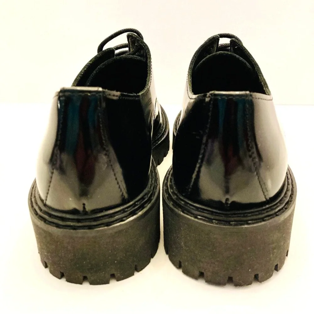 Maeve Anthropologie Platform Oxfords Womens 8 EU‎ 39 Black Leather Lug Sole - Picture 6 of 11